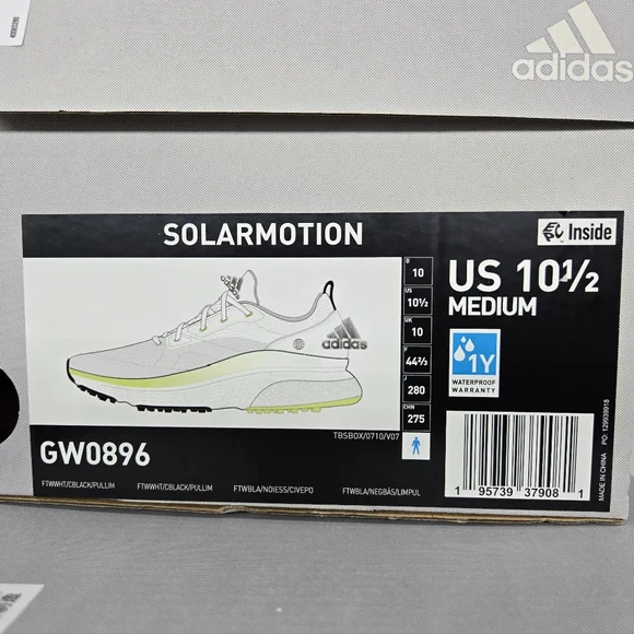 New adidas Solarmotion 'White Pulse Lime' Men's Spikeless Golf Shoes Size 10.5 - Picture 8 of 8